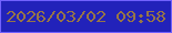 文字の大きさ：5、枠の色：7162fe、背景の色：2222ba、文字の色：967547 無料ブログパーツのブログ時計