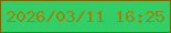 文字の大きさ：4、枠の色：716a01、背景の色：32ce67、文字の色：9c8409 無料ブログパーツのブログ時計