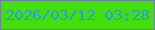 文字の大きさ：3、枠の色：717db2、背景の色：44df08、文字の色：309bed 無料ブログパーツのブログ時計
