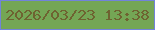 文字の大きさ：1、枠の色：7183da、背景の色：74a655、文字の色：6e6331 無料ブログパーツのブログ時計