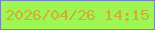 文字の大きさ：2、枠の色：7187b5、背景の色：9ef554、文字の色：cdaf38 無料ブログパーツのブログ時計