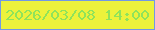 文字の大きさ：3、枠の色：7199e4、背景の色：ecf23b、文字の色：8fe35a 無料ブログパーツのブログ時計