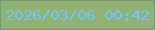 文字の大きさ：5、枠の色：719b72、背景の色：92b275、文字の色：68cafd 無料ブログパーツのブログ時計
