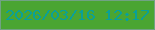 文字の大きさ：1、枠の色：71a284、背景の色：4aa532、文字の色：0aa098 無料ブログパーツのブログ時計