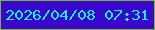 文字の大きさ：2、枠の色：71be27、背景の色：3b07ce、文字の色：11f5d7 無料ブログパーツのブログ時計