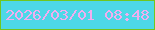 文字の大きさ：2、枠の色：71c61f、背景の色：4dd8e7、文字の色：f1aeef 無料ブログパーツのブログ時計