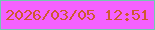 文字の大きさ：5、枠の色：71c9b1、背景の色：f461ff、文字の色：cf5930 無料ブログパーツのブログ時計