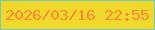 文字の大きさ：1、枠の色：71ccaf、背景の色：f0d92a、文字の色：fe8733 無料ブログパーツのブログ時計