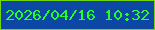 文字の大きさ：4、枠の色：71d708、背景の色：0c47a3、文字の色：25fc2c 無料ブログパーツのブログ時計