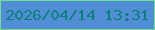 文字の大きさ：2、枠の色：71df92、背景の色：528ed6、文字の色：09827b 無料ブログパーツのブログ時計