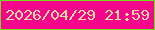 文字の大きさ：5、枠の色：71e019、背景の色：f4058c、文字の色：e5de9c 無料ブログパーツのブログ時計