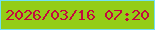 文字の大きさ：1、枠の色：71e1f4、背景の色：94cd17、文字の色：c3093f 無料ブログパーツのブログ時計