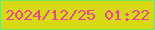 文字の大きさ：5、枠の色：71e95b、背景の色：d6d914、文字の色：f1438f 無料ブログパーツのブログ時計