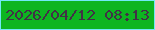 文字の大きさ：4、枠の色：71e9f6、背景の色：0db520、文字の色：423146 無料ブログパーツのブログ時計