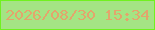 文字の大きさ：4、枠の色：71f11f、背景の色：a4e484、文字の色：e3a56c 無料ブログパーツのブログ時計