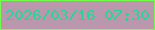 文字の大きさ：1、枠の色：71fe4b、背景の色：ba97ad、文字の色：29d594 無料ブログパーツのブログ時計