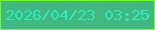 文字の大きさ：3、枠の色：71ff1d、背景の色：42b87e、文字の色：28edc1 無料ブログパーツのブログ時計