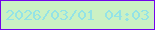 文字の大きさ：3、枠の色：7204eb、背景の色：cbf1c4、文字の色：94e3e6 無料ブログパーツのブログ時計