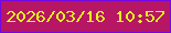 文字の大きさ：4、枠の色：7207e2、背景の色：b61664、文字の色：e3f61e 無料ブログパーツのブログ時計