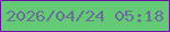 文字の大きさ：1、枠の色：720ca8、背景の色：65ca75、文字の色：686d99 無料ブログパーツのブログ時計