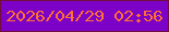 文字の大きさ：2、枠の色：720d3e、背景の色：7c02c7、文字の色：ff6f33 無料ブログパーツのブログ時計