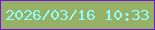 文字の大きさ：2、枠の色：7215dc、背景の色：96b065、文字の色：94fbfe 無料ブログパーツのブログ時計