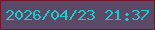 文字の大きさ：2、枠の色：72172b、背景の色：5b4a67、文字の色：1dcacb 無料ブログパーツのブログ時計