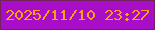 文字の大きさ：3、枠の色：72235a、背景の色：a80dc8、文字の色：fb9e12 無料ブログパーツのブログ時計