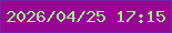 文字の大きさ：3、枠の色：7223a9、背景の色：970692、文字の色：96f886 無料ブログパーツのブログ時計