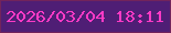 文字の大きさ：2、枠の色：72245c、背景の色：4f1e75、文字の色：fe3ac6 無料ブログパーツのブログ時計
