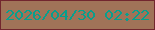 文字の大きさ：3、枠の色：72262e、背景の色：a07358、文字の色：089f8e 無料ブログパーツのブログ時計