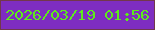 文字の大きさ：5、枠の色：72374c、背景の色：7e2dc1、文字の色：5deb1a 無料ブログパーツのブログ時計