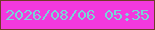 文字の大きさ：3、枠の色：723a29、背景の色：f339de、文字の色：79d5d7 無料ブログパーツのブログ時計