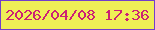 文字の大きさ：2、枠の色：723fcc、背景の色：efef56、文字の色：cc2074 無料ブログパーツのブログ時計