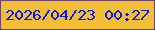 文字の大きさ：5、枠の色：72426e、背景の色：f2bf34、文字の色：0917f5 無料ブログパーツのブログ時計