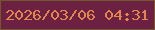 文字の大きさ：1、枠の色：72572d、背景の色：6c2042、文字の色：e3864d 無料ブログパーツのブログ時計