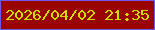 文字の大きさ：5、枠の色：7258ef、背景の色：990401、文字の色：cede04 無料ブログパーツのブログ時計