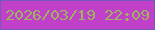 文字の大きさ：1、枠の色：7259ba、背景の色：c040c9、文字の色：9fb25d 無料ブログパーツのブログ時計