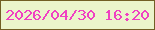 文字の大きさ：3、枠の色：725e24、背景の色：ebf4cb、文字の色：f040c2 無料ブログパーツのブログ時計
