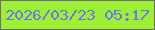 文字の大きさ：3、枠の色：726b74、背景の色：9df134、文字の色：6f6ff7 無料ブログパーツのブログ時計