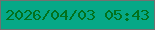 文字の大きさ：1、枠の色：72706f、背景の色：06a887、文字の色：02721c 無料ブログパーツのブログ時計