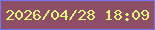 文字の大きさ：5、枠の色：7276f6、背景の色：8e4e66、文字の色：e1f87d 無料ブログパーツのブログ時計