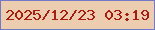 文字の大きさ：3、枠の色：727ac8、背景の色：eccdb0、文字の色：ac1c10 無料ブログパーツのブログ時計