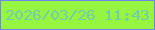 文字の大きさ：4、枠の色：7284f2、背景の色：95f540、文字の色：74ccac 無料ブログパーツのブログ時計