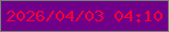 文字の大きさ：5、枠の色：728673、背景の色：700089、文字の色：f4013d 無料ブログパーツのブログ時計