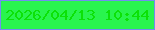 文字の大きさ：1、枠の色：728def、背景の色：29f44e、文字の色：0ce107 無料ブログパーツのブログ時計