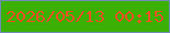 文字の大きさ：2、枠の色：728eb6、背景の色：3cb004、文字の色：f15422 無料ブログパーツのブログ時計