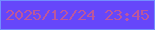 文字の大きさ：1、枠の色：728efe、背景の色：6647fa、文字の色：bc579c 無料ブログパーツのブログ時計