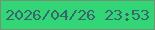 文字の大きさ：1、枠の色：729272、背景の色：33d676、文字の色：3a666b 無料ブログパーツのブログ時計