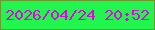 文字の大きさ：4、枠の色：729732、背景の色：21f64e、文字の色：da0ada 無料ブログパーツのブログ時計